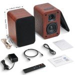 Saiyin Bluetooth Bookshelf Speakers, Record Player Speakers with 3 Inch Woofer, Powered Speakers with Optical/AUX/TV-ARC Input for Turntable PC and TV