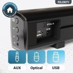 Majority Sound Bar for Smart TV, 50 Watts, 2.0 Bluetooth TV Sound Bar, 15 Inch Home Audio Sound Bars, Small Soundbar for TV and PC | AUX, RCA, Optical, USB | Gaming, Music, Movies - Bowfell Black