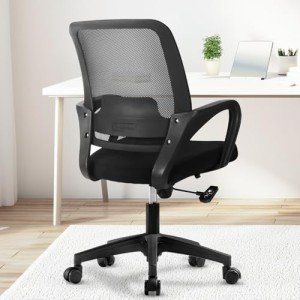 NEO CHAIR Office Ergonomic Executive Computer Desk Chair, Mesh Lumbar Support Adjustable Height Rolling Wheels Swivel Comfortable Modern Mid Back for Home Task Vanity Bedroom Study (Black)