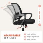 NEO CHAIR Office Ergonomic Executive Computer Desk Chair, Mesh Lumbar Support Adjustable Height Rolling Wheels Swivel Comfortable Modern Mid Back for Home Task Vanity Bedroom Study (Black)