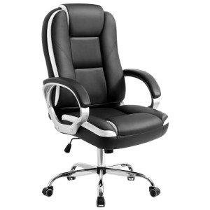NEO CHAIR Office Chair Computer Desk Chair Gaming - Ergonomic High Back Cushion Lumbar Support with Wheels Comfortable Black Leather Racing Seat Adjustable Swivel Rolling Home Executive