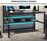 Aquzee Computer Desk with Hutch and Bookshelves, Large Leg Room 55 inch Width Black Desk with Space Saving Storage Shelves, Easy Assemble and All Hardware and Tools Included