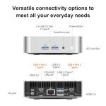 GEEKOM A6 Mini PC, AMD Ryzen 7 6800H(8C/16T, up to 4.7GHz), 32GB DDR5 RAM, 1TB PCIe 4.0 NVMe SSD, Radeon 680M, Compact Aluminium Design Windows 11 Pro Desktop Computer with USB4/8K UHD/Wi-Fi 6E/BT 5.2