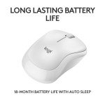 Logitech M240 Silent Bluetooth Mouse, Wireless, Compact, Portable, Smooth Tracking, 18-Month Battery, for Windows, macOS, ChromeOS, Compatible with PC, Mac, Laptop, Tablets - Off White