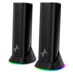 Nylavee Computer Speakers, Hi-Fi Stereo Sound PC Speakers with 9 LED Lighting Modes, Bass Boost, USB/USB-C Powered and 3.5mm Wired Connection for Desktop, PC, MacBook, Laptop, Monitor, Gaming