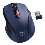 HOTWEEMS Wireless Mouse, D-09 Computer Mouse USB Cordless Mice for Laptop, Ergo Grips, Lightspeed 5-Level 2400 DPI, 16 Months Battery, Portable for PC Mac Chromebook (Sapphire Blue, 1 Pack)