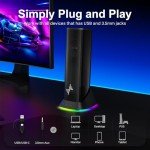 Nylavee Computer Speakers, Hi-Fi Stereo Sound PC Speakers with 9 LED Lighting Modes, Bass Boost, USB/USB-C Powered and 3.5mm Wired Connection for Desktop, PC, MacBook, Laptop, Monitor, Gaming