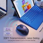 HOTWEEMS Wireless Mouse, D-09 Computer Mouse USB Cordless Mice for Laptop, Ergo Grips, Lightspeed 5-Level 2400 DPI, 16 Months Battery, Portable for PC Mac Chromebook (Sapphire Blue, 1 Pack)