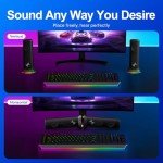 Nylavee Computer Speakers, Hi-Fi Stereo Sound PC Speakers with 9 LED Lighting Modes, Bass Boost, USB/USB-C Powered and 3.5mm Wired Connection for Desktop, PC, MacBook, Laptop, Monitor, Gaming