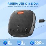 AIRHUG Conference Speaker and Microphone, Bluetooth Speakerphone with 360° Voice Pickup, Advanced Noise Reduction, USB-C Plug & Play, Compatible with Zoom and MS Team