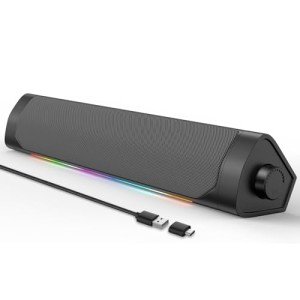 LXTNFU USB Computer Speakers for Desktop Pc,Bluetooth PC Speakers with Headphone Output,2 Ways Connect USB Powered Wired Speakers for Windows,Linux,Mac Air/Pro Phones(USB-C to USB Adapter Included)