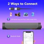 LXTNFU USB Computer Speakers for Desktop Pc,Bluetooth PC Speakers with Headphone Output,2 Ways Connect USB Powered Wired Speakers for Windows,Linux,Mac Air/Pro Phones(USB-C to USB Adapter Included)