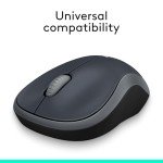 Logitech M185 Wireless Mouse, 2.4GHz with USB Mini Receiver, 12-Month Battery Life, 1000 DPI Optical Tracking, Ambidextrous PC/Mac/Laptop - Swift Grey