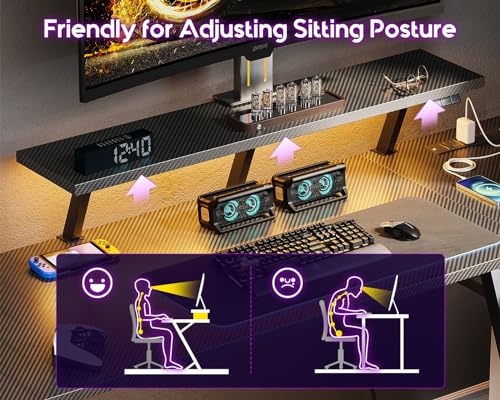 LED Gaming Desk with Power Outlets, 39 Inch