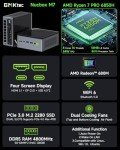 GMKtec Mini PC Gaming, M7 AMD Ryzen 7 PRO 6850H (8C/16T 4.70Ghz) Dual NIC LAN 2.5G Desktop Computer, 32GB DDR5 RAM + 512GB Hard Drive PCle SSD, Dual USB4, HDMI 2.1, USB-C