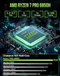 GMKtec Mini PC Gaming, M7 AMD Ryzen 7 PRO 6850H (8C/16T 4.70Ghz) Dual NIC LAN 2.5G Desktop Computer, 32GB DDR5 RAM + 512GB Hard Drive PCle SSD, Dual USB4, HDMI 2.1, USB-C
