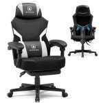 GTPLAYER Gaming Chair, Breathable Mesh Game Chair with Wider Cushion, Ergonomic Gamer Chair with Lumbar Support and Footrest, Height Adjustable Computer Office Chair for Adults(White)
