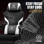 GTPLAYER Gaming Chair, Breathable Mesh Game Chair with Wider Cushion, Ergonomic Gamer Chair with Lumbar Support and Footrest, Height Adjustable Computer Office Chair for Adults(White)