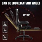 GTPLAYER Gaming Chair, Breathable Mesh Game Chair with Wider Cushion, Ergonomic Gamer Chair with Lumbar Support and Footrest, Height Adjustable Computer Office Chair for Adults(White)