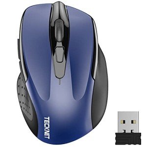 TECKNET Wireless Mouse, 2.4G Ergonomic Optical Mouse, Computer Mouse for Laptop, PC, Computer, Chromebook, Notebook, 6 Buttons, 24 Months Battery Life, 2600 DPI, 5 Adjustment Levels