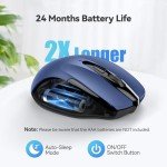 TECKNET Wireless Mouse, 2.4G Ergonomic Optical Mouse, Computer Mouse for Laptop, PC, Computer, Chromebook, Notebook, 6 Buttons, 24 Months Battery Life, 2600 DPI, 5 Adjustment Levels