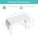 Lufeiya White Small Desk with Drawers - 40 Inch Computer Desk for Small Space Home Office, Modern Simple Study Writing Table PC Desks