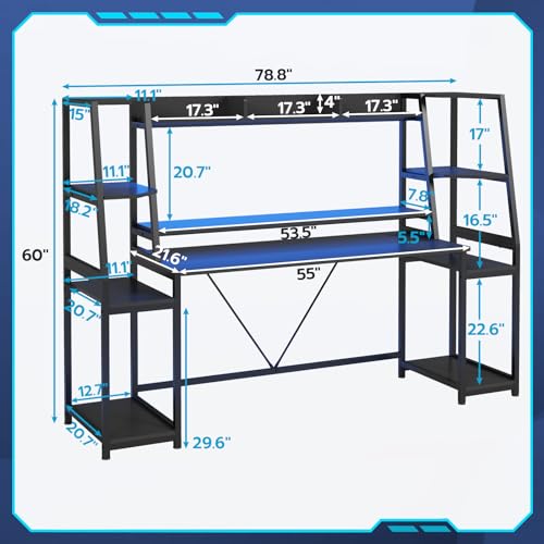 SEDETA 78.8'' LED Gaming Desk with Storage