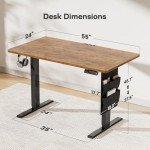 Marsail Standing Desk Adjustable Height, 55x24 Inch Electric Standing Desk with Storage Bag, Stand up Desk for Home Office Computer Desk Memory Preset with Headphone Hook