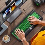 KOPJIPPOM Large Print Backlit Computer Keyboard, USB Full Size Wired Keyboards with 7-Colors Backlight, Wrist Rest, Light Up Keyboard for Windows, PC, Laptop - Easy to See, Easy to Setup