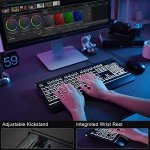 KOPJIPPOM Large Print Backlit Computer Keyboard, USB Full Size Wired Keyboards with 7-Colors Backlight, Wrist Rest, Light Up Keyboard for Windows, PC, Laptop - Easy to See, Easy to Setup