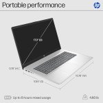 HP 17.3 inch Laptop, FHD Display, Intel Core i5-1334U, 16 GB RAM, 512 GB SSD, Intel Iris Xe Graphics, Windows 11 Home, Natural Silver, 17-cn3399nr