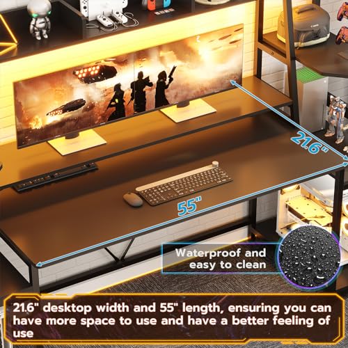 SEDETA 78.8'' LED Gaming Desk with Storage