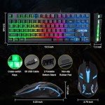 CHONCHOW 87 Keys TKL Gaming Keyboard and Mouse Combo, Wired LED Rainbow Backlit Keyboard 800-3200 DPI RGB Mouse, Gaming for PS4 Xbox PC Laptop Mac