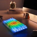 YUNZII X75 PRO 82 Key Wireless Hot Swappable Mechanical Gaming Keyboard with Transparent Keycaps,Gasket Mount,BT5.0/2.4G/USB-C for Windows/Mac(Crystal White Switch, Wireless-White)