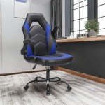 DUMOS Ergonomic Computer Gaming Chair - Home Office Desk with PU Leather Lumbar Support, Height Adjustable Big and Tall Video Game with Flip-up Armrest, Swivel Wheels for Adults and Teens