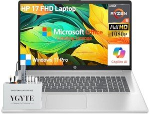 HP 2025 17 Inch Laptop Computer, 17.3 IPS FHD Business Laptop PC, AMD Ryzen 5 6-Core, 64GB RAM 2.5TB Storage (2TB SSD+512GB Docking Set), Windows 11 Pro Lifetime Office, 10-Key Number Pad