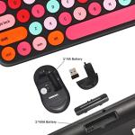 Wireless Keyboard and Mouse Combo, Retro Typewriter Keyboard with Round Keycaps, 2.4GHz USB Cute Wireless Keyboard Mouse for Computer, Desktop, Laptop and Computer (Black-Colorful)