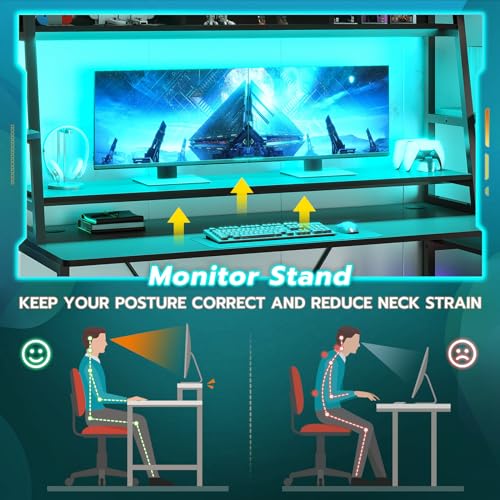 SEDETA 78.8'' LED Gaming Desk with Storage