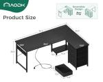 AODK L Shaped Gaming Desk with 4 Drawers, 53" Reversible Home Office Desks with Power Outlets, L Shaped Computer Desk with USB Charging Port and Host Stand, Corner Desk, Easy to Assemble, Black
