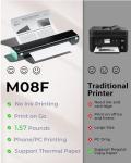 Phomemo Portable Printers Wireless for Travel, M08F Thermal Bluetooth Printer Support for 8.5"x11" US Letter, Small Inkless Printer Compatible with iOS, Android, Laptop for Car, Office, Home