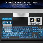 SABLUTE Large Print Backlit Keyboard, Wired USB Lighted Computer Keyboards with 7-Color & 4 Modes Backlit, Oversize Letters Keys Easy to See and Type, Keyboard Compatible for PC, Laptop