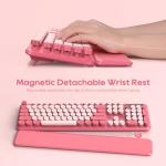 Wireless Keyboard and Mouse Combo - Round Keycaps, Full-Size Retro Typewriter Keyboard with Detachable Wrist Rest, Sleep Mode & Tilt Legs, 2.4GHz Cordless Connection for Mac/Windows/PC (Hot Pink)