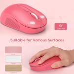 Wireless Keyboard and Mouse Combo - Round Keycaps, Full-Size Retro Typewriter Keyboard with Detachable Wrist Rest, Sleep Mode & Tilt Legs, 2.4GHz Cordless Connection for Mac/Windows/PC (Hot Pink)