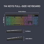 Soueto Wireless Keyboard with 7-Color RGB Backlit, Full-Size Computer Keyboard with Phone Tablet Holder, 2.4G Rechargeable Gaming Keyboard with Light Up Keys, Compatible with Mac, Windows (Black)