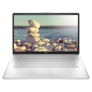 HP 17 Laptop, 17.3" FHD Screen, AMD Ryzen 5 5500U, 16GB SSD, 1TB SSD, Webcam, HDMI, Fingerprint Reader, Wi-Fi, Windows 11 Home, Silver
