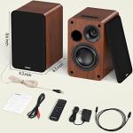 Saiyin Bluetooth Bookshelf Speakers, 30W X 2 Powered TV Speakers with 3.5 Inch Woofer, Turntable Speakers with Optical/AUX/RCA Input for PC and TV