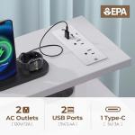 Seventable White Computer Desk with Drawers, Gaming Desk with Keyboard Tray, Office Desk with LED Lights & Power Outlets, 47 inch Writing Desk with Monitor Stand for Small Space