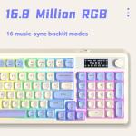 AULA S99 Pro Wireless Keyboard, Display Screen & Media Knob, Tri-Mode Bluetooth/2.4G/USB-C RGB Creamy Gaming Keyboard with Number Pad Macro Keys, Custom Computer Keyboards for Laptop PC Gamer - Green