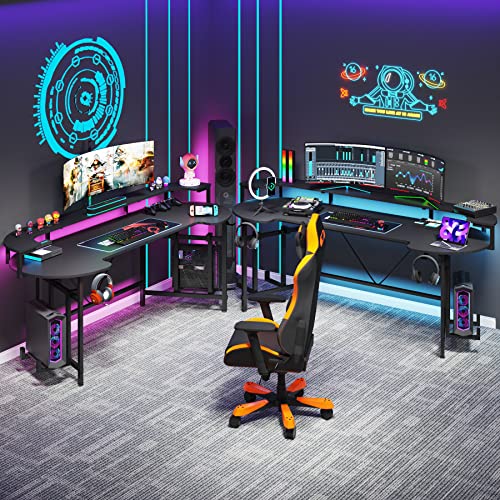Tribesigns 75" LED Gaming Desk with Monitor Shelf