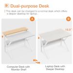ODK Small Computer Desk, 27.5 inch Desk for Small Spaces with Storage, Compact Table with Monitor & Storage Shelves for Home Office, Modern Style Laptop Desk, Pure White